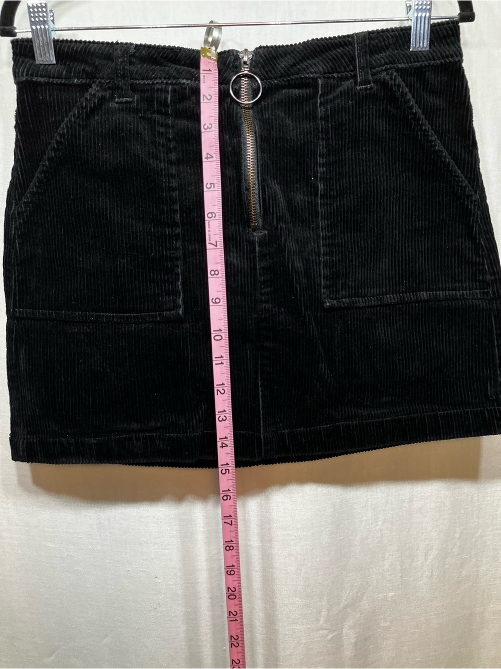 Vintage Y2K Blue Spice Black Corduroy Front-Zip Mini Skirt Juniors 9